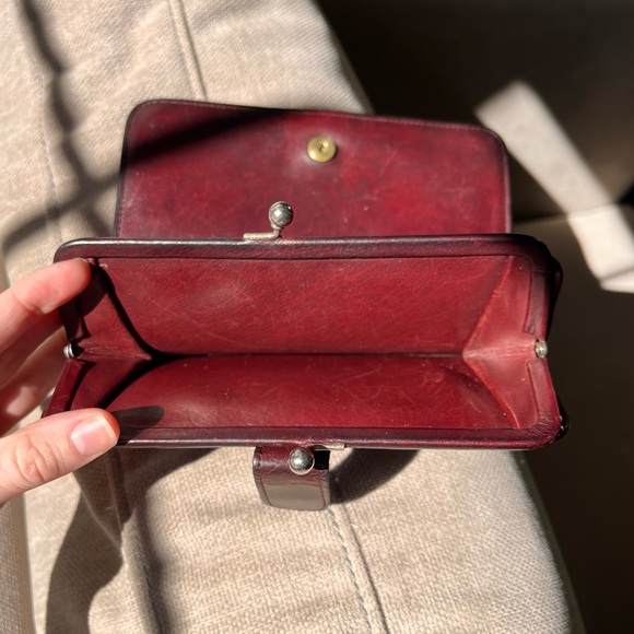 Vintage Coach wallet Burgundy water buffalo Continental clutch kisslock - Picture 15 of 15